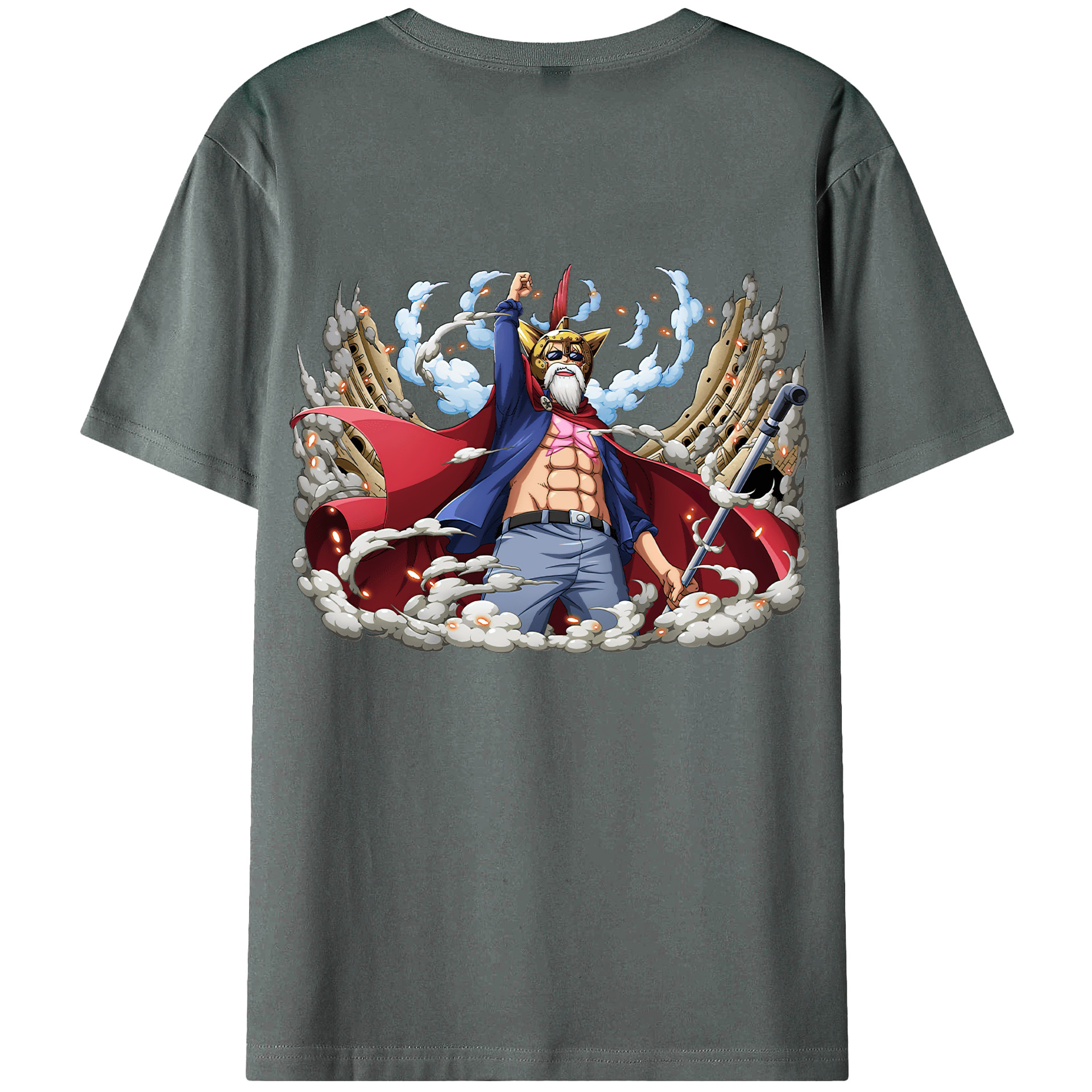 ワンピース モンキー・D・ルフィ ONE PIECE Monkey D. Luffy 綿100％ メンズ半袖Tシャツ（バックプリント） 通気性